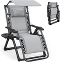 ATORPOK Zero Gravity Chair with Canopy, Folding Patio Recliner 450lbs | Padded Seat & Backrest; Adjustable Reclining Chair; Headrest & Cup Holder; Outdoor Lounge Chair for Patio, Poolside & Beach