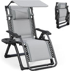 ATORPOK Zero Gravity Chair with Canopy, Folding Patio Recliner 450lbs | Padded Seat & Backrest; Adjustable Reclining Chair; Headrest & Cup Holder; Outdoor Lounge Chair for Patio, Poolside & Beach