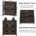 FATORRI Small Bookshelf, Rustic Book Shelf for Small Space, Low Short Bookcase, Industrial Wood and Metal Bookshelf and Bookcase for Living Room (Rustic Brown)