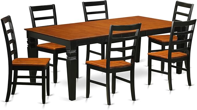 East West Furniture LGPF7-BCH-W 7 Piece Dining Room Furniture Set Consist of ...