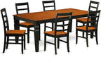 East West Furniture LGPF7-BCH-W 7 Piece Dining Room Furniture Set Consist of a Rectangle Wooden Table with Butterfly Leaf and 6 Kitchen Dining Chairs, 42x84 Inch, Black & Cherry