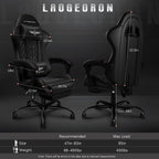 Gaming Chair, Heavy Duty Ergonomic Computer Gaming Chairs, High Back Video Game Chairs, 400 lbs Lumbar Support Linked Armrests Adult sillas Gamer with Retractable Footrest (Black)