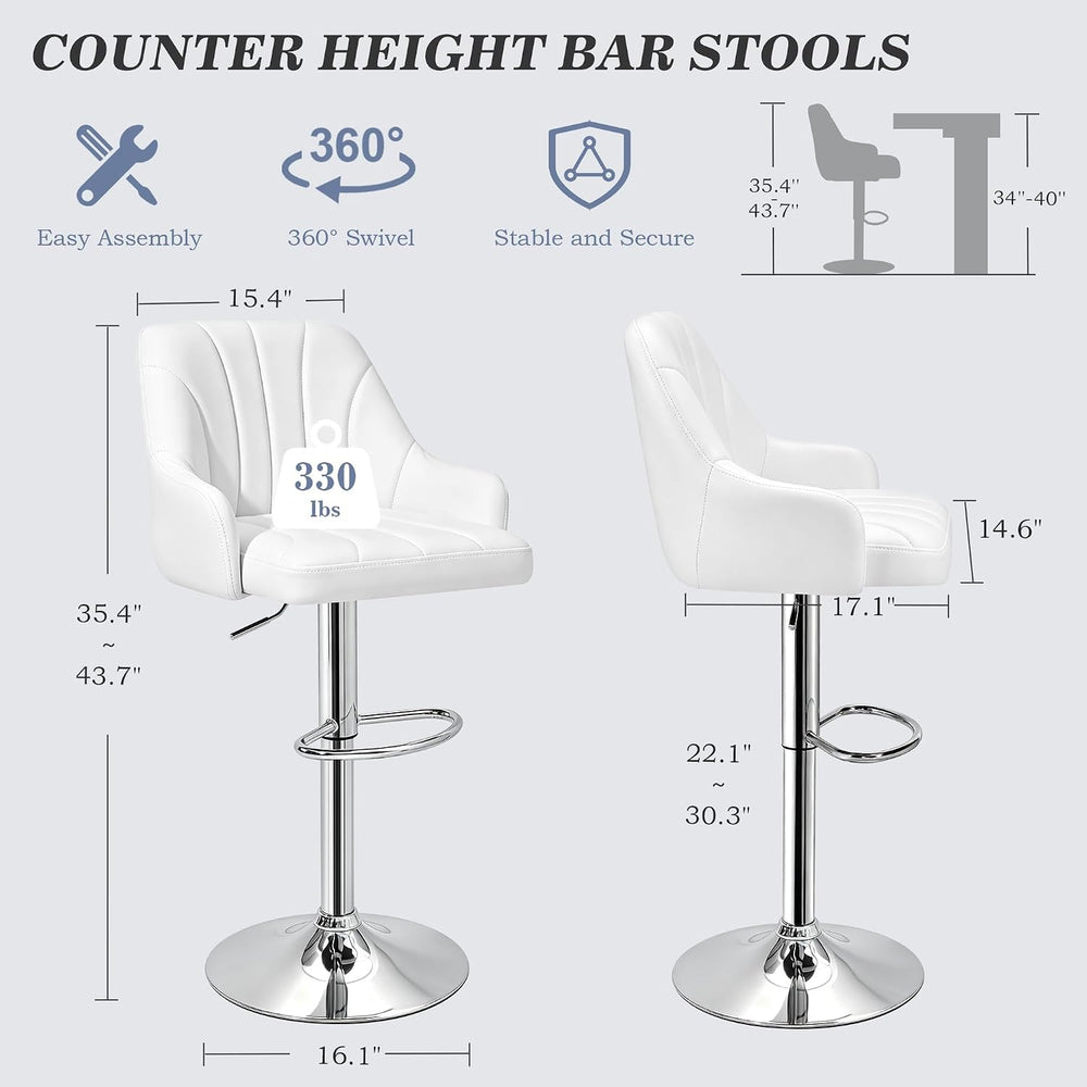 VECELO Bar Stools Set of 4, Adjustable Barstools, Counter Height Stools with ...