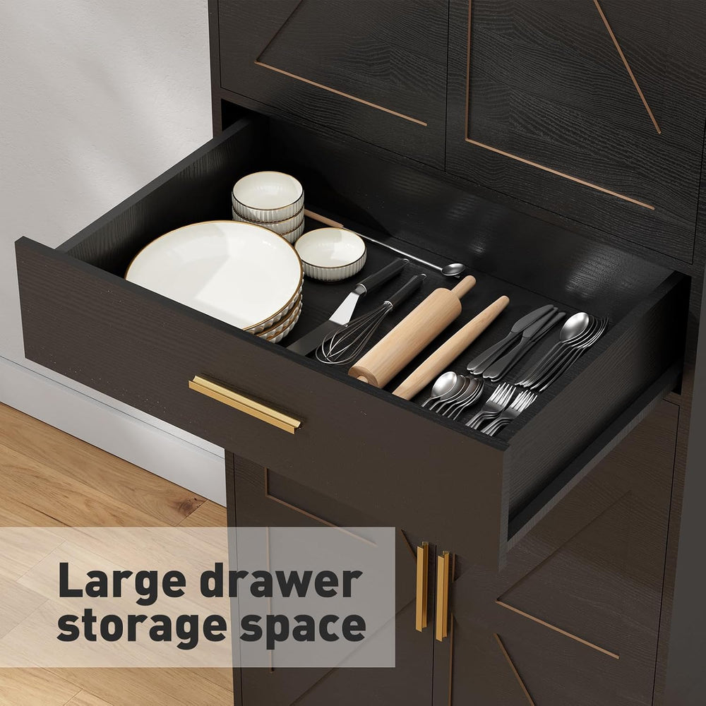 71" Tall Kitchen Pantry Storage Cabinet with 4 Doors & Drawer, Adjus...