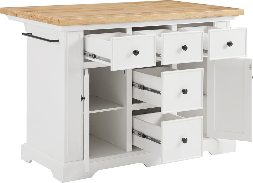 Crosley Furniture Julia Wood Top Kitchen Island with Storage Drawers, Shelves...