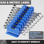 40PCS Magnetic Wrench Organizer Holder - Wrench Tool Organizers for Tool Drawer Storage, Wrenchs Storage Set with Metric & SAE Label, Organization Tool Gift for Professional Mechanics Men, Blue