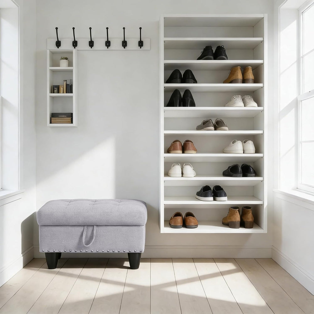 Ottoman with Storage for Living Room, 28.5'' Linen Living Room Ottoma...