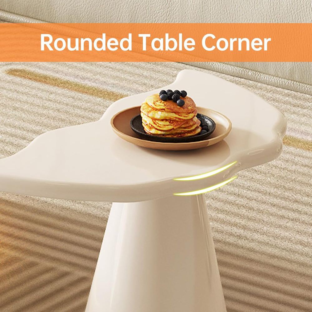 Guyii Irregular End Table, Cream White Side Table, Small Shark Fin Sofa Table...