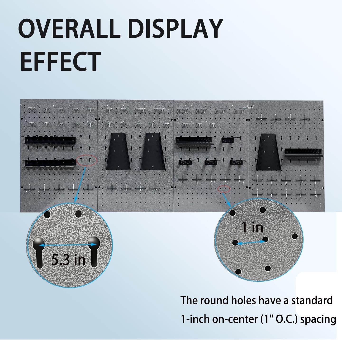 JZD 115 PCS Metal Pegboard Wall Organizer 4 Packs Metal Pegboard Kit 66x24 Inch Pegboard Panels Tool Organizer Kit with Accessories Hooks for Garage, Tool Storage,Craft Room