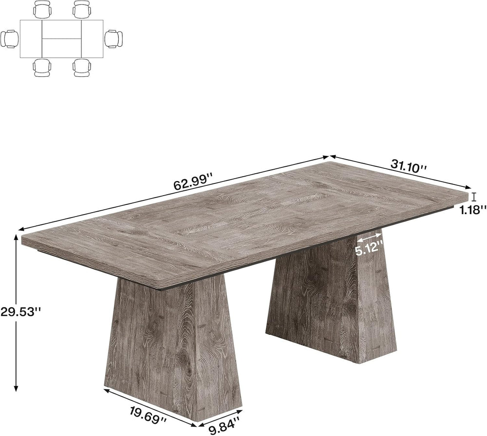 Tribesigns Dining Table for 6, Farmhouse Wood Dinner Rectangular Table Kitche...