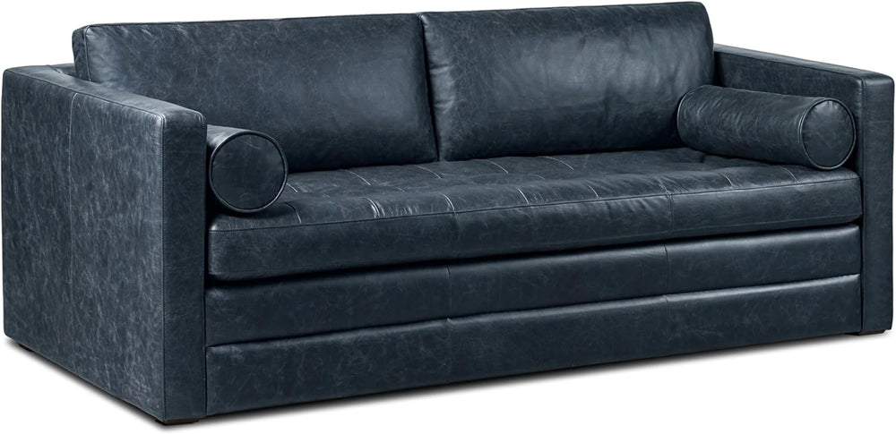 Poly & Bark Napa 82" Leather Pull‑Out Sleeper Sofa – Full‑Grain Ital...