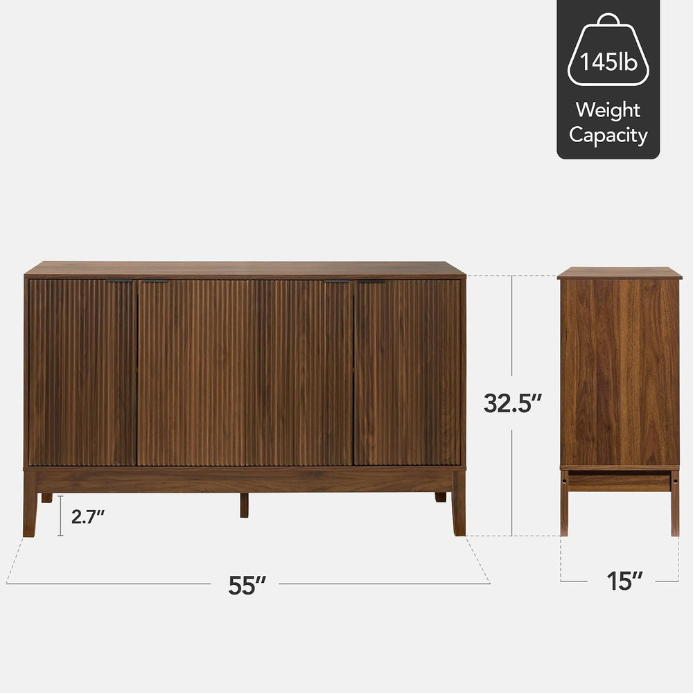 Best Choice Products 55" Modern 4-Door Sideboard Storage Cabinet, Buffet...