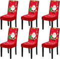 Christmas Chair Covers, Stretch Dining Room Chair Covers Set of 6, Christmas Decoration/Home Decor Chair Protector Slipcovers