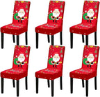 Christmas Chair Covers, Stretch Dining Room Chair Covers Set of 6, Christmas Decoration/Home Decor Chair Protector Slipcovers