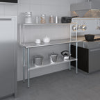 Stainless Steel Work Table with Wide Single Tier Overshelf | Metal Kitchen Prep Table & Shelving Combo (18" x 60" Work Table + 12" Overshelf)