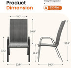 JEAREY Patio Dining Chairs Set of 6, Outdoor Stackable Dining Furniture Set, All Weather Dining Set for Lawn, Garden, Backyard, Poolside, Grey