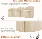 Upholstered Dining Chairs with Casters, No Assembly Rolling Modern Dining Room Chairs with Hidden Storage & Barrel Backrest, Accent Chair for Bedroom, Living Room, Dressing, Sand, Set of 4