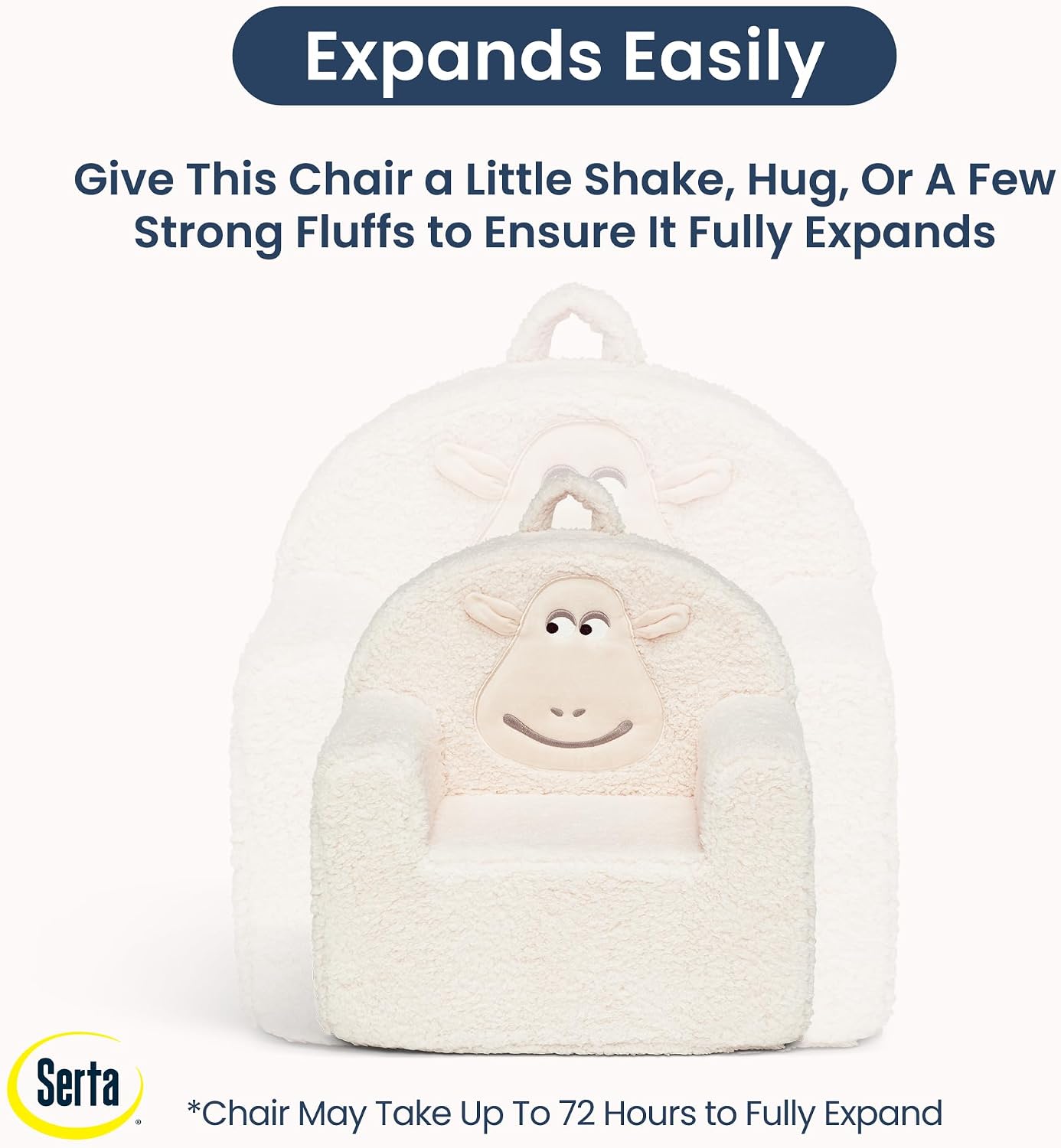 Delta Children - Serta Counting Sheep Kids Sherpa Foam Chair, Cream