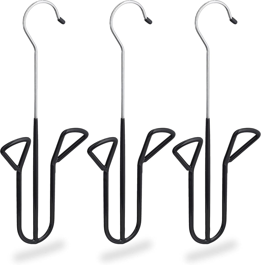 Relaxdays Shoe Hook, Set of 3, Holder with Non-Slip Rubber Coating, Different Types, H x W x D 33.5 x 14 x 4 cm Black, Iron, PVC