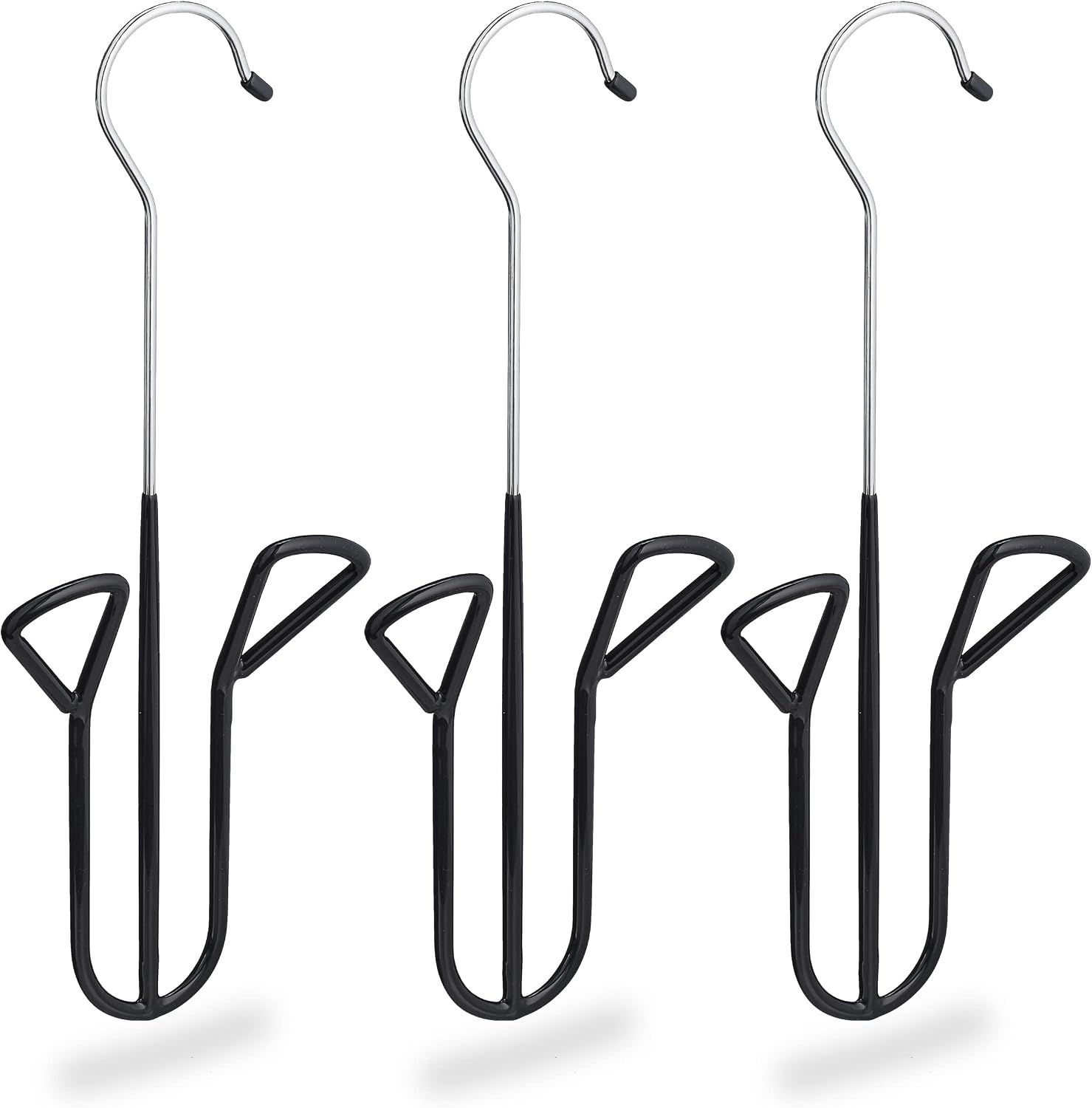 Relaxdays Shoe Hook, Set of 3, Holder with Non-Slip Rubber Coating, Different Types, H x W x D 33.5 x 14 x 4 cm Black, Iron, PVC