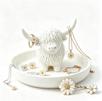 Highland Cow Gifts for Women, Ring Holder Dish for Rings, Earrings, Necklaces, Jewelry Organizer, Highland Cow Farmhouse Decor, Birthday Gifts for Women, Christmas Wedding Housewarming Present