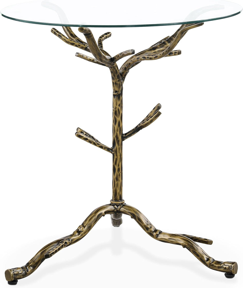 24/7 Shop at Home Lalia Modern Round End Table with Nature-Inspired Branch Ba...