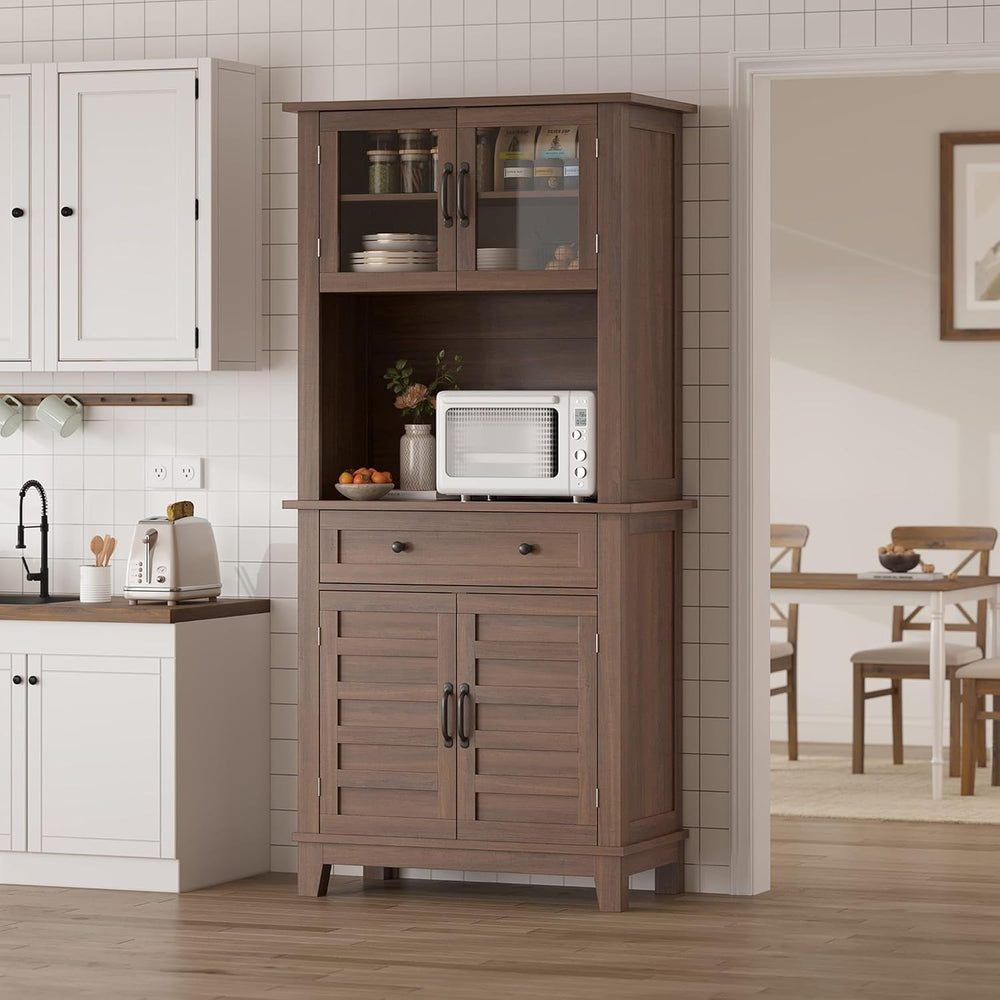 GarveeHome 72 in Tall Kitchen Pantry Cabinet, Kitchen Hutch Bar Cabinet with ...