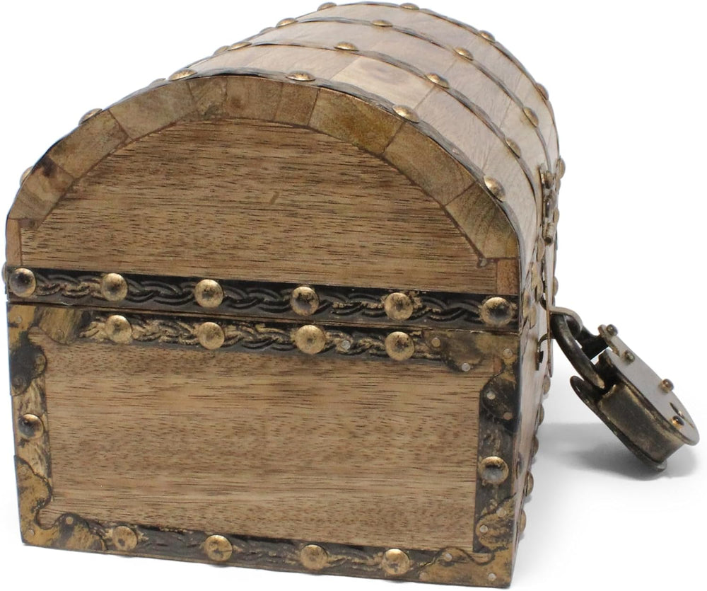 Nautical Cove Antiqued Finished Wood Treasure Chest with Decorative Rivets an...