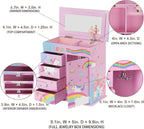 Jewelry Box for Girls 5-Layer with Swing Door Spinning Ballerina Unicorn &Castle Design Unicorn Jewelry Set Included Kids Music Box for Little Girls Birthday Christmas Gift (Pink & Blue)