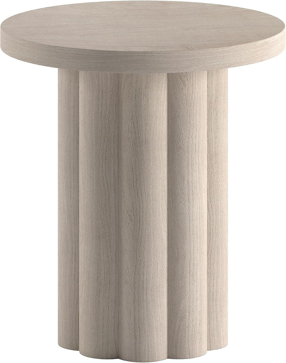 Henn&Hart 20'' Fluted Round End Table, Modern Side Table Ribbed N...