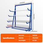 48x16x62'' Heavy Duty 4 Tiers Horizontal Lumber Storage Rack, 2400lbs Load Alloy Steel Lumber Pipe Organizer Shelf, Adjustable Bar Storage Cantilever Rack for Garage Workshop, Woodworking Shop
