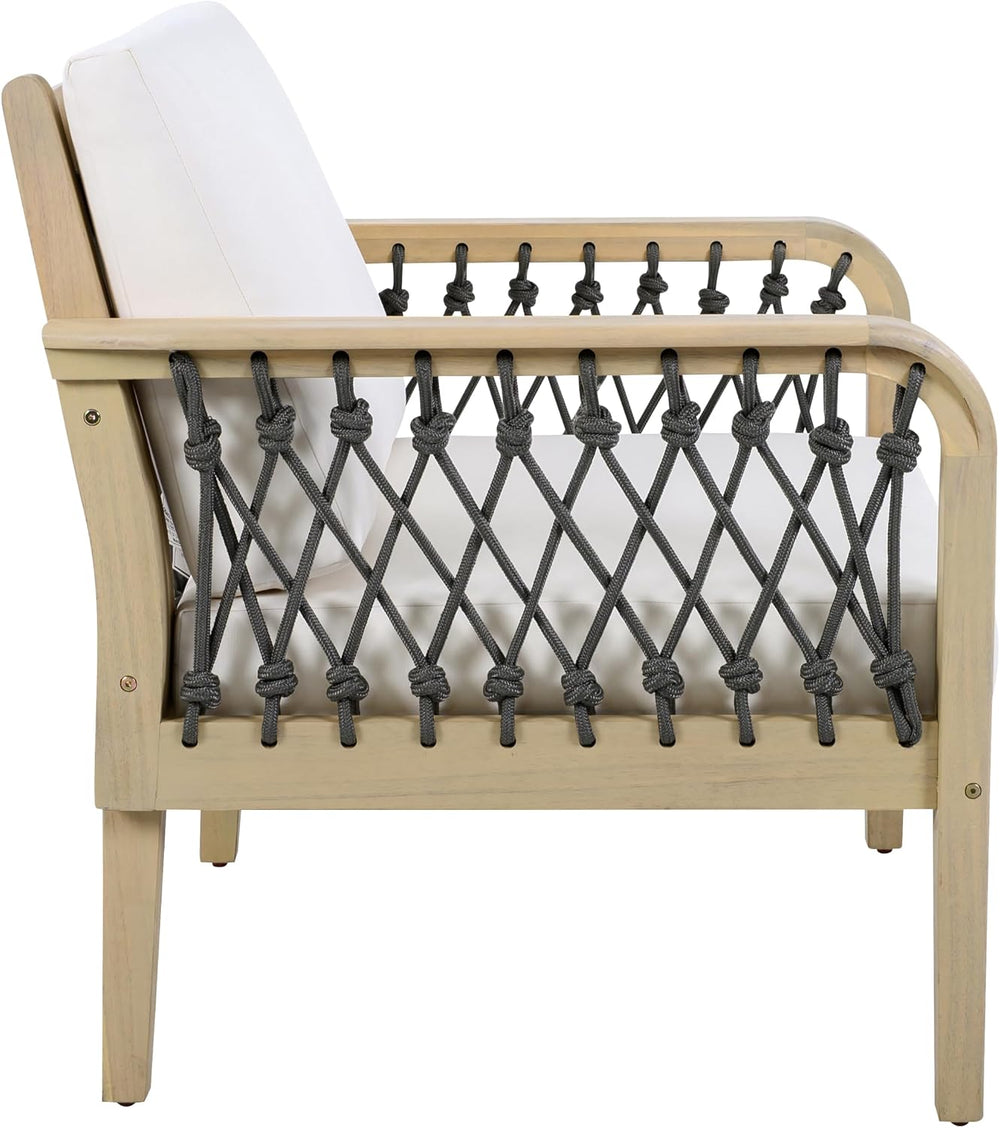 Outdoor Acacia Wood Club Chair with Handwoven Rope, Weather-Resistant, Set of...