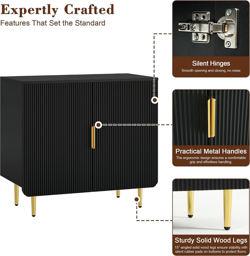 WelFurGeer Fluted Buffet Cabinet with Storage, Kitchen Sideboard Cabinet