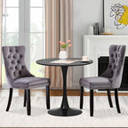 SoarFlash Kitchen Table and Chairs for 2, 31.5" Dining Table Set for 2 with Velvet Upholstered Chairs, 3 Piece Round Kitchen Table Set, Dining Room Table Set for Small Space, Apartment, Grey/Black
