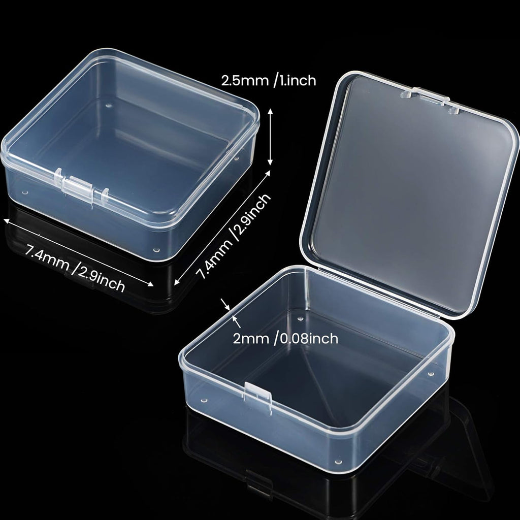 48 Packs Clear Small Plastic Containers Transparent Storage Box with Hinged Lid for Small Items Crafts Jewelry (2.9 x 2.9 x 1 Inches)