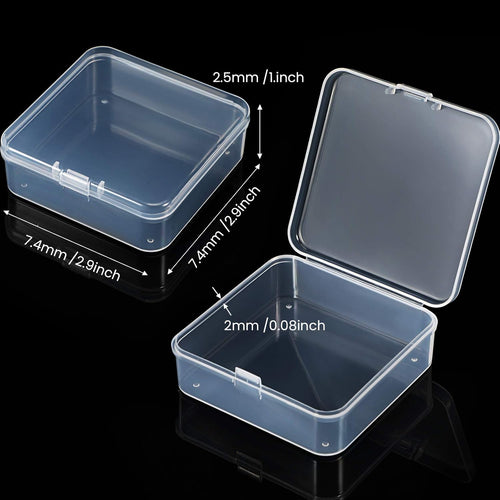 48 Packs Clear Small Plastic Containers Transparent Storage Box with Hinged Lid for Small Items Crafts Jewelry (2.9 x 2.9 x 1 Inches)