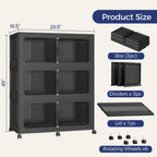 120GAL Extra Large Storage Bins with Lid, 480Qt Stackable Closet Organizers and Drawers, Collapsible Storage Bins with Wheels, Folding Containers for Home, Kitchen Office, 3Pack Black