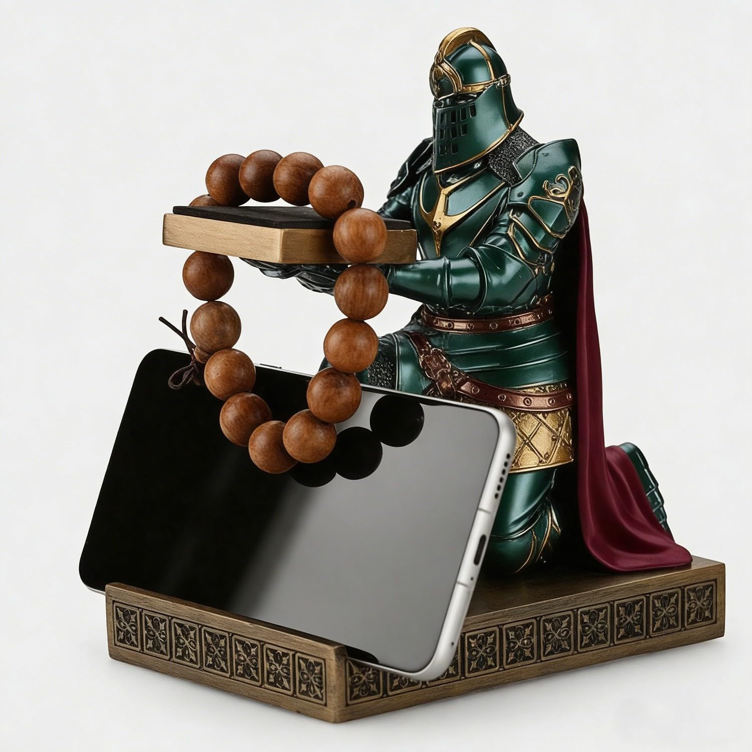 King's Guard Watch Display Stand Jewelry Necklace Holder Tray Tower Green | Cell Phone Stand Resin Bookends Paperweight Desktop Organizer and Accessories as Gift for Office, Study and Living Room