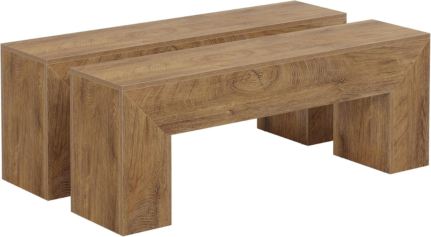 Tribesigns 47'' Wooden Entryway Bench, Farmhouse Entry Bench Seat, Indoor End of Bed Bench with Storage Capability for Living Room, Bedroom, Hallway, Easy Assembly, Natural Brown