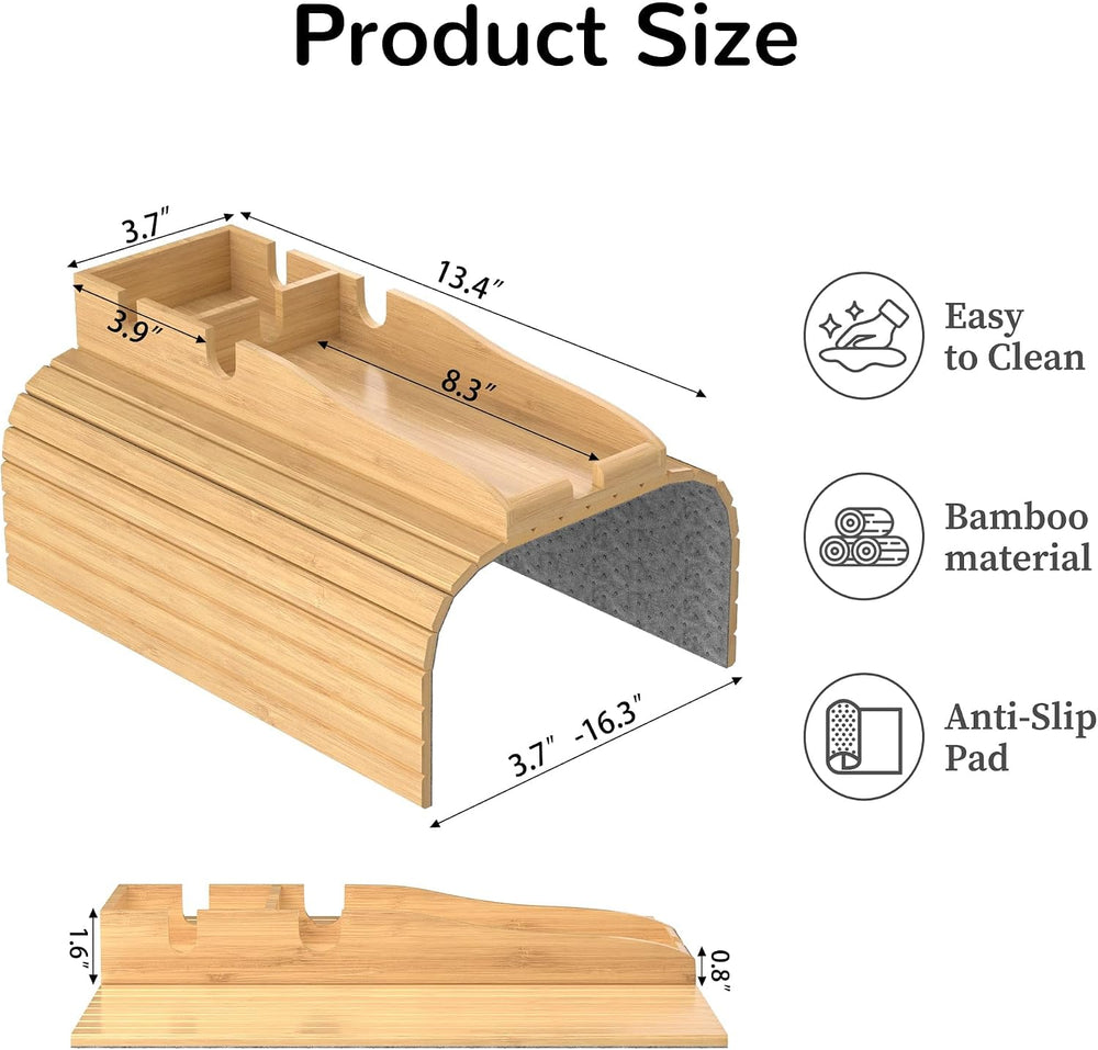 Korser Couch Armrest Table, Sofa Arm Tray with Removable Cup Holder, 2 in 1 A...