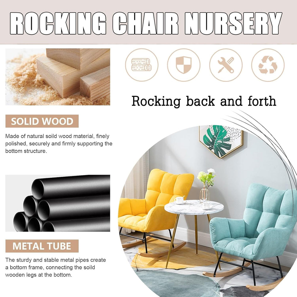 Modern Indoor Bedroom Rocking Chair with Cushion, Indoor Bedroom Upholstered ...