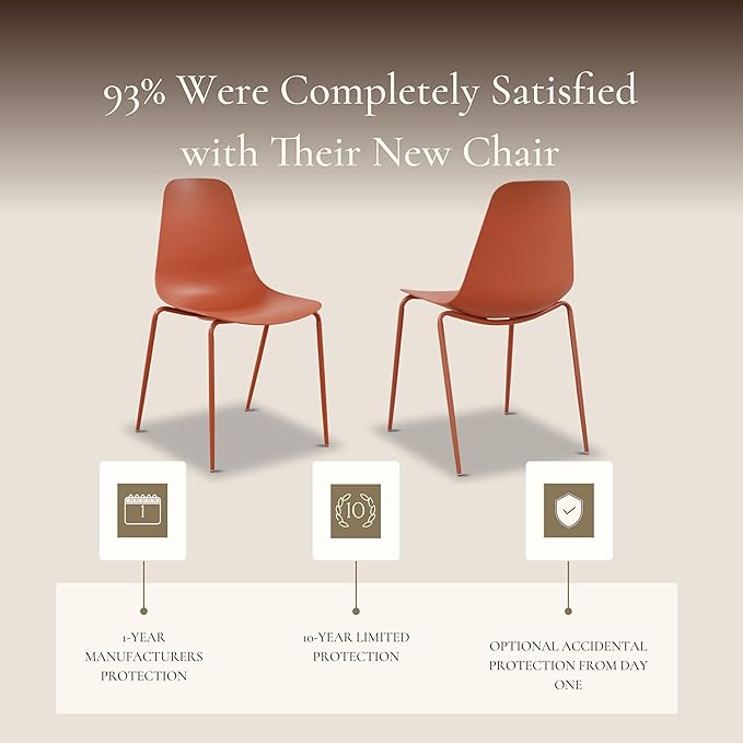 Poly & BARK Isla Stackable Dining Chairs Set of 4 – Mid Century Modern Plastic Dining Chair with Metal Legs – Kitchen & Dining Room Chairs – Dining Table Chairs Set – Indoor/Outdoor – Coral Red