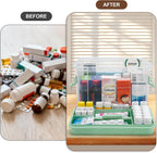 15QT Clear Medicine Organizer Storage Box with Handle & Tray - Thickened Plastic Empty First Aid Box, Multipurpose Medical Container with Lids/Labels, Medication Caddy for Home, Baby, Elderly, Dorm
