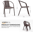 VINGLI Plastic Stackable Patio Chairs, Set of 4, Brown