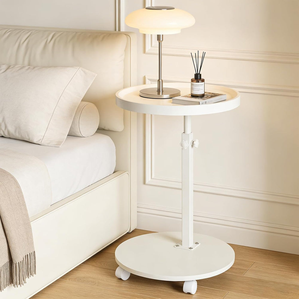 YYW C Shaped End Table Adjustable Height, 360°Swivel TV Tray Table for Small ...