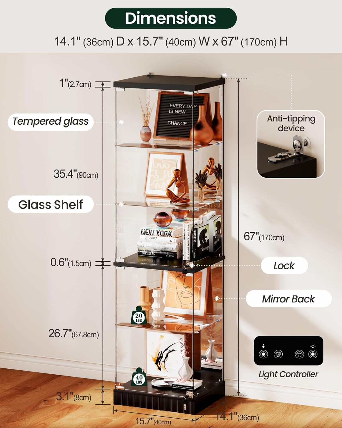 3-Piece Glass Display Cabinet Set with Glass Doors and RGB Lights,White | 2 Tall 67''H Corner Curio Cabinets with Locks and 1 Large 59''W TV Stand Display Case with Motion Sensor,Charging Hub