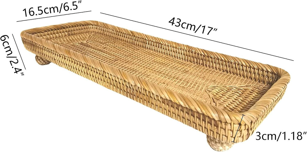 i-lan 17Inch Rectangle Natural Wicker Pedestal Display Riser for Table Center...