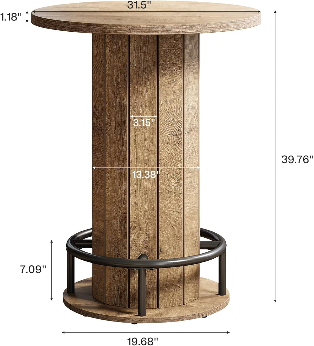 Tribesigns Small Round Dining Table, Bar Height Circle Kitchen Table with Foo...