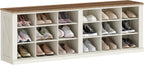 Hzuaneri Shoe Storage Bench, Wooden Entryway Shoe Benches with Cubby | Widened Wooden Farmhouse Shoe Bench with Compartments, Shoe Rack Benches for Cloakroom, Living Room, Antique White SB54514X