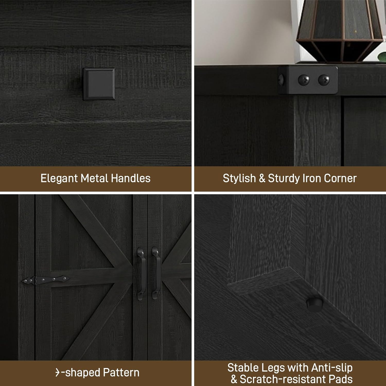 Halitaa Shoe Cabinet, Farmhouse Shoe Storage Organizer, Shoe Storage Cabinet with Doors & Drawer, Boots High-Shoe Cabinet Organizer for Entryway Living Room Hallway, Black